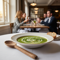 Gourmet seasonal soup in an elegant restaurant setting