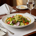 Crisp garden fresh house salad with seasonal greens
